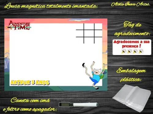Lousa Magnética + Jogo da Velha Hora da Aventura c Embalagem