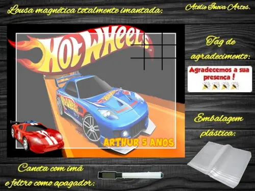Lousa Magnética + Jogo da Velha Hot Wheels com Embalagem