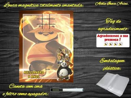 Lousa Magnética + Jogo da Velha Kung Fu Panda com Embalagem