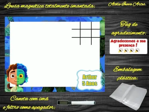 Lousa Magnética + Jogo da Velha Luca com Embalagem