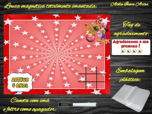 Lousa Magnética + Jogo da Velha Mickey Circo com Embalagem