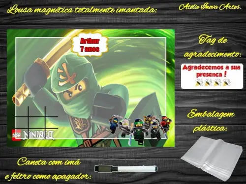 Lousa Magnética + Jogo da Velha Ninjago com Embalagem