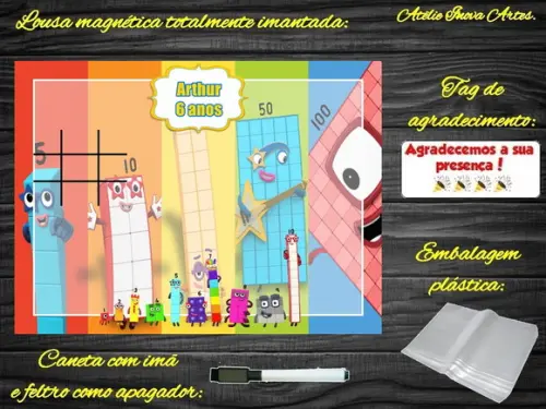 Lousa Magnética + Jogo da Velha Number Blocks com Embalagem
