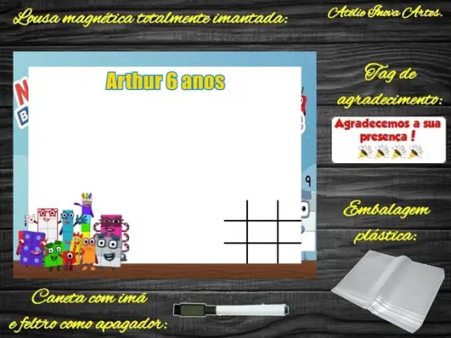 Lousa Magnética + Jogo da Velha Number Blocks com Embalagem