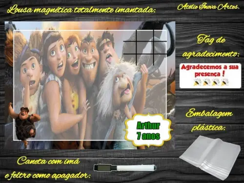 Lousa Magnética + Jogo da Velha os Croods com Embalagem