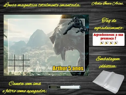Lousa Magnética + Jogo da Velha Pantera Negra com Embalagem