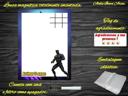 Lousa Magnética + Jogo da Velha Pantera Negra com Embalagem