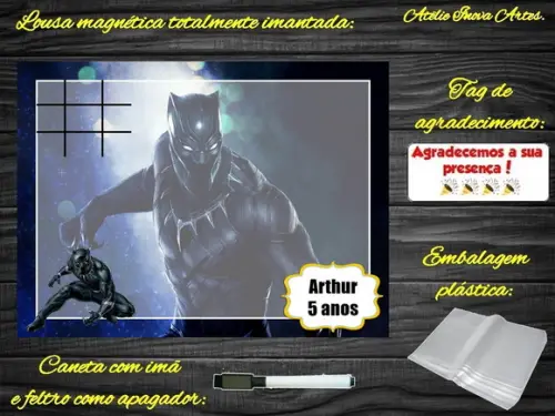 Lousa Magnética + Jogo da Velha Pantera Negra com Embalagem