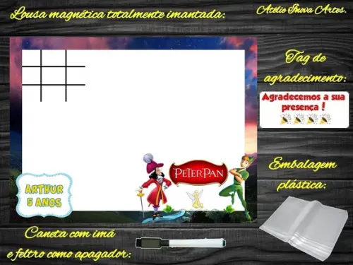 Lousa Magnética + Jogo da Velha Peter Pan com Embalagem