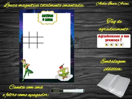 Lousa Magnética + Jogo da Velha Peter Pan com Embalagem