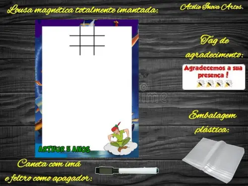 Lousa Magnética + Jogo da Velha Peter Pan com Embalagem