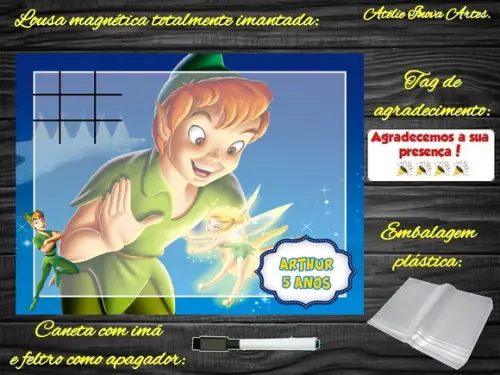 Lousa Magnética + Jogo da Velha Peter Pan com Embalagem
