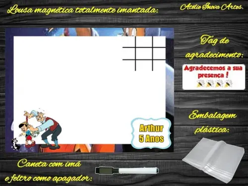 Lousa Magnética + Jogo da Velha Pinóquio com Embalagem