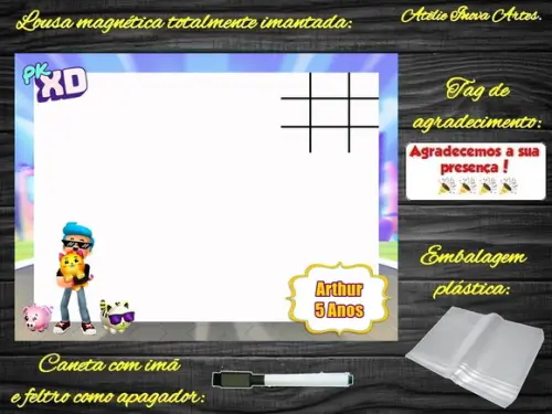 Lousa Magnética + Jogo da Velha Pk Xd com Embalagem