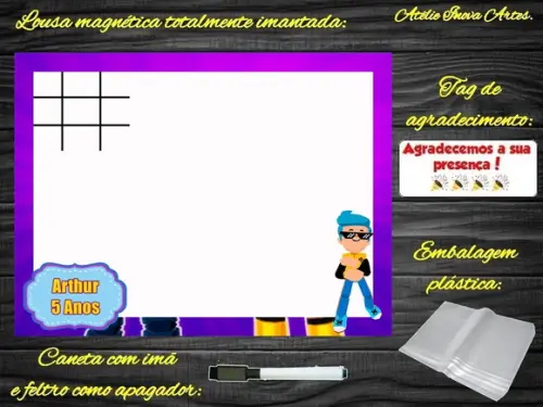 Lousa Magnética + Jogo da Velha Pk Xd com Embalagem