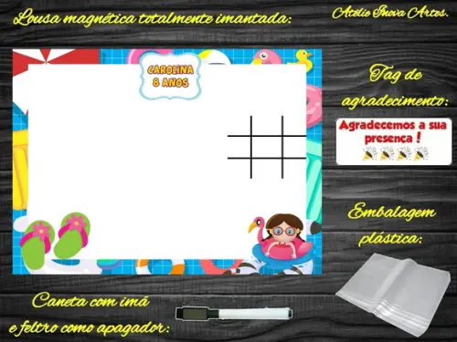 Lousa Magnética + Jogo da Velha Pool Party com Embalagem