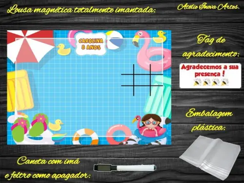 Lousa Magnética + Jogo da Velha Pool Party com Embalagem