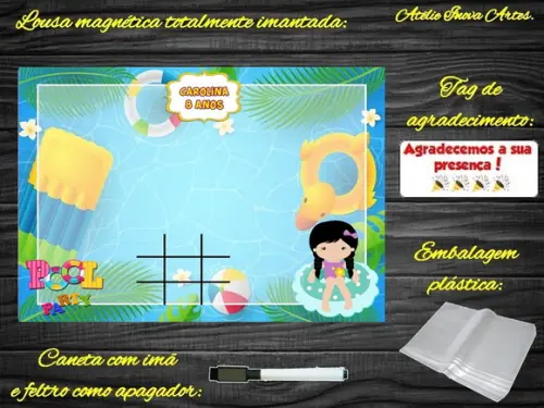 Lousa Magnética + Jogo da Velha Pool Party com Embalagem
