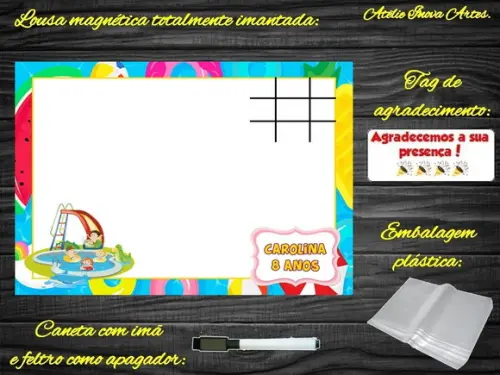 Lousa Magnética + Jogo da Velha Pool Party com Embalagem