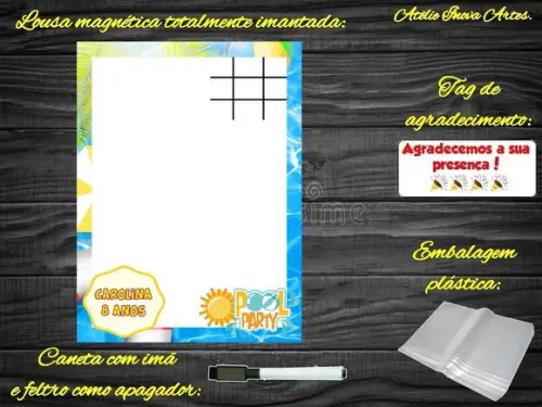 Lousa Magnética + Jogo da Velha Pool Party com Embalagem
