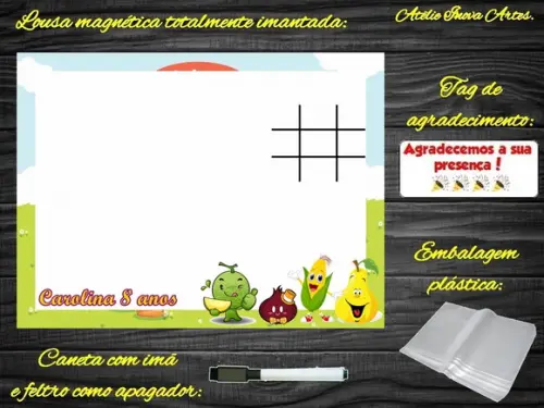 Lousa Magnética + Jogo da Velha Quitandinha com Embalagem