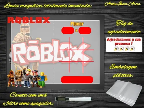 Lousa Magnética + Jogo da Velha Roblox com Embalagem