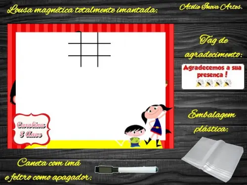 Lousa Magnética + Jogo da Velha Show da Luna com Embalagem