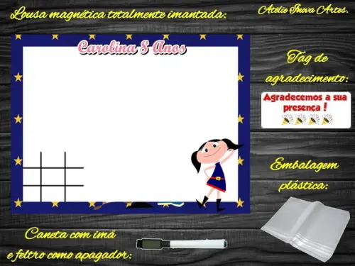 Lousa Magnética + Jogo da Velha Show da Luna com Embalagem