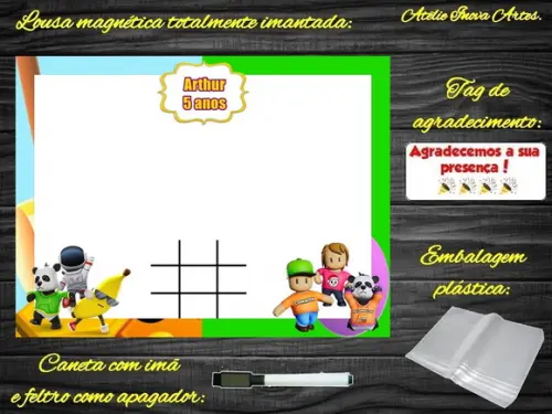 Lousa Magnética + Jogo da Velha Stumble Guys com Embalagem