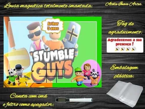 Lousa Magnética + Jogo da Velha Stumble Guys com Embalagem