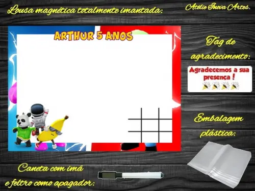 Lousa Magnética + Jogo da Velha Stumble Guys com Embalagem