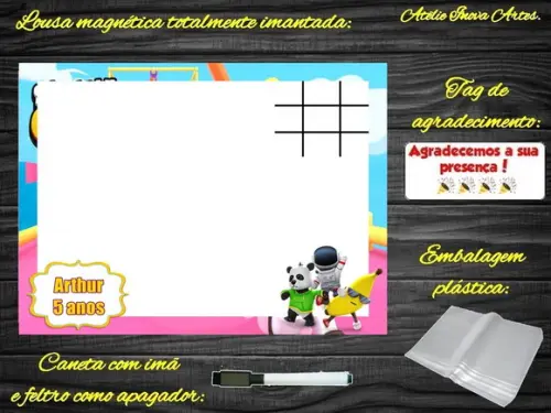 Lousa Magnética + Jogo da Velha Stumble Guys com Embalagem