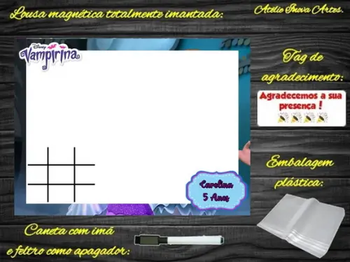 Lousa Magnética + Jogo da Velha Vampirina com Embalagem