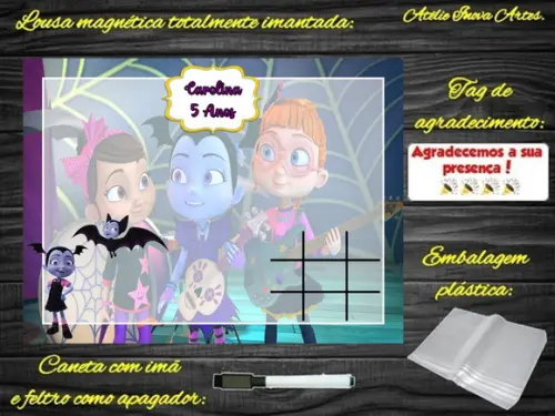 Lousa Magnética + Jogo da Velha Vampirina com Embalagem