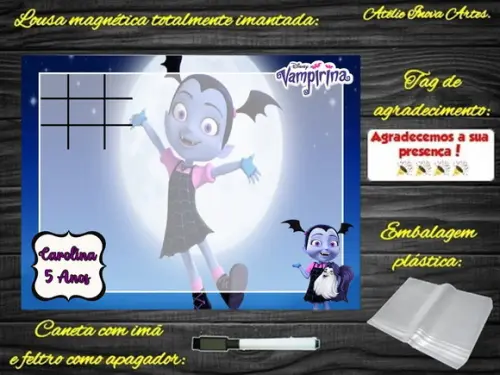 Lousa Magnética + Jogo da Velha Vampirina com Embalagem