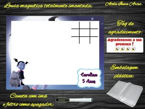 Lousa Magnética + Jogo da Velha Vampirina com Embalagem