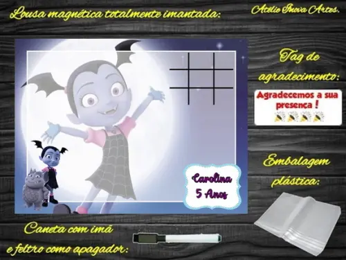 Lousa Magnética + Jogo da Velha Vampirina com Embalagem