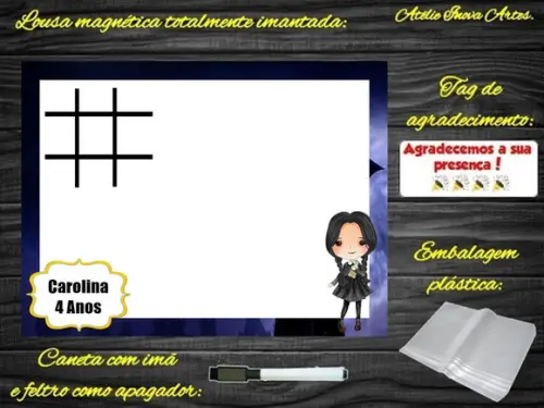 Lousa Magnética + Jogo da Velha Wandinha com Embalagem