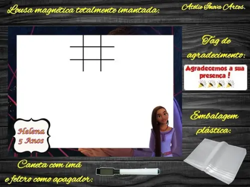 Lousa Magnética + Jogo da Velha Wish com Embalagem