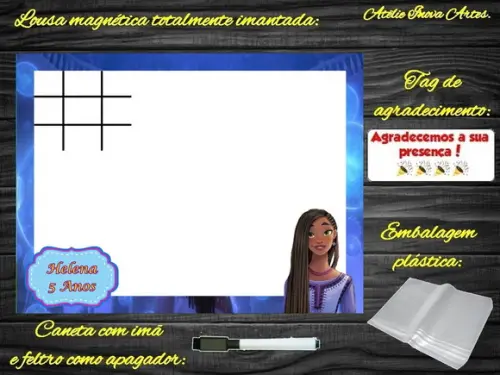 Lousa Magnética + Jogo da Velha Wish com Embalagem