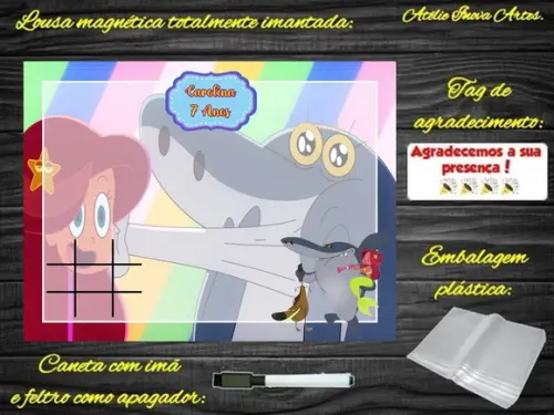 Lousa Magnética + Jogo da Velha Zig e Sharko com Embalagem