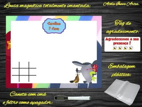 Lousa Magnética + Jogo da Velha Zig e Sharko com Embalagem