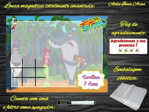 Lousa Magnética + Jogo da Velha Zig e Sharko com Embalagem