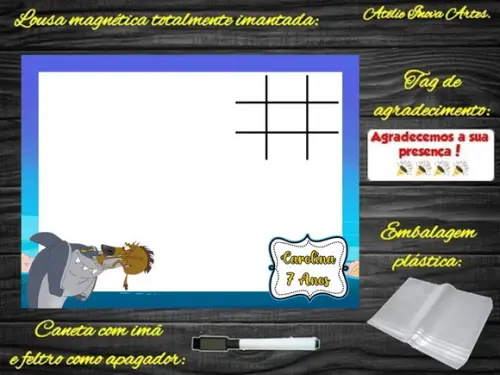 Lousa Magnética + Jogo da Velha Zig e Sharko com Embalagem