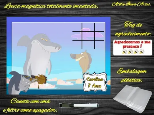 Lousa Magnética + Jogo da Velha Zig e Sharko com Embalagem