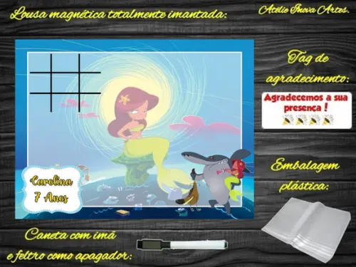Lousa Magnética + Jogo da Velha Zig e Sharko com Embalagem