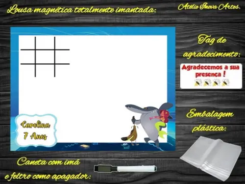 Lousa Magnética + Jogo da Velha Zig e Sharko com Embalagem