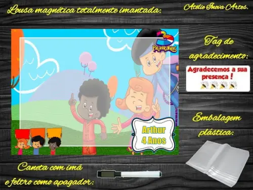 Lousa Magnética 3 Palavrinhas com Embalagem