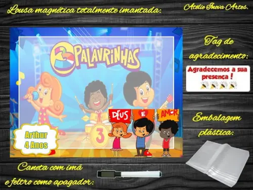 Lousa Magnética 3 Palavrinhas com Embalagem