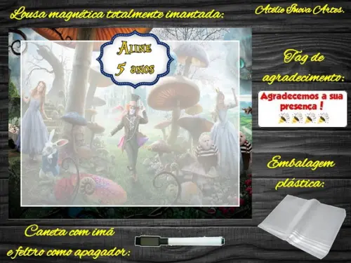 Lousa Magnética Alice no Pais das Maravilhas com Embalagem